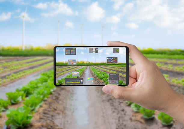 istock Agriculture technology with smart farm connect to mobile phone 2162834669