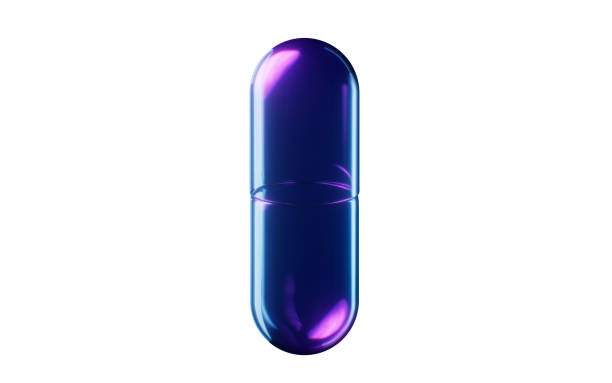 istock Medical capsule with dark neon light effect, 3d rendering. 2162836139