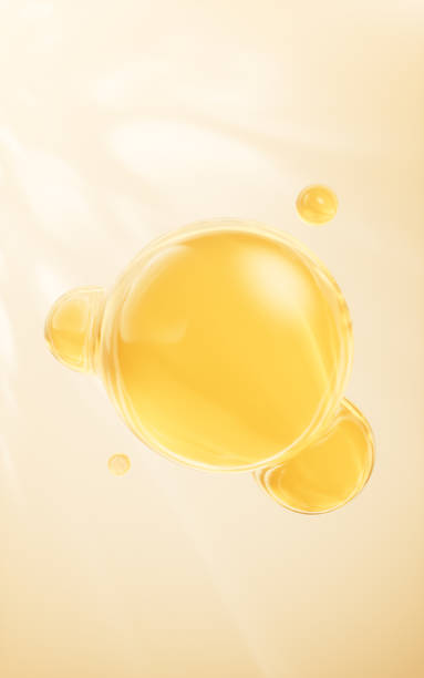 istock Golden liquid oil bubble background, 3d rendering. 2162836151