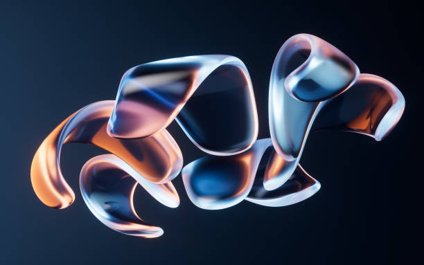 istock Abstract transparent glass flower with neon light, 3d rendering. 2162836161