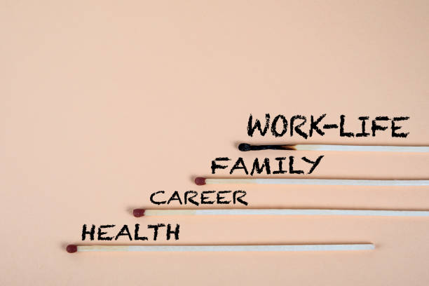 istock Work Life Balance ConceptMatches on a light background 2162837459
