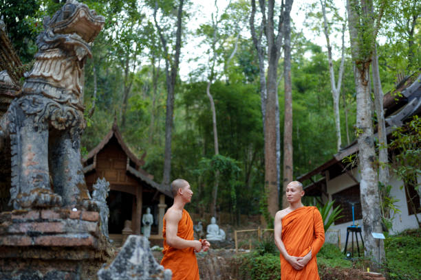 Monks at a Buddhism Thai temple
