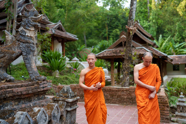 Monks at a Buddhism Thai temple