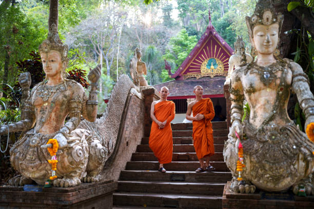 istock Monks at a Buddhism Thai temple 2162841581