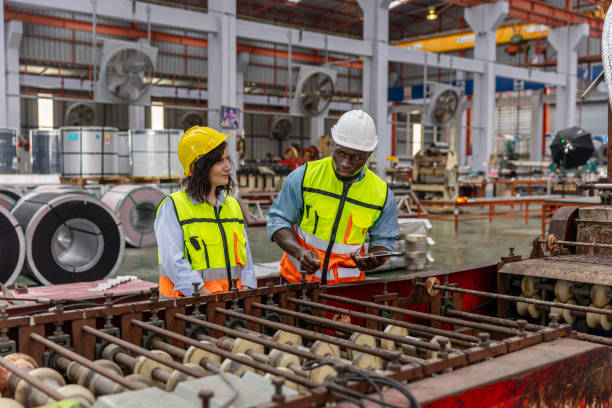 istock Engineers in a metal sheel factory 2162847234