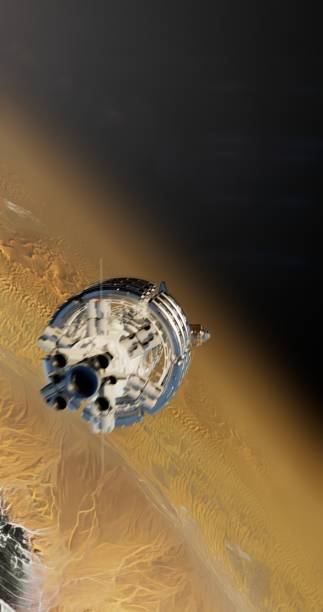 istock The red planet's backdrop showcases the space station 2162849325