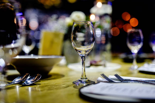 istock Luxury table settings for fine dining with and glassware 2162858662