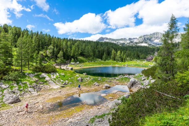 A beautiful view of the Triglav mountains and the lakes during the hike Triglav Seven Lakes, Triglav national park, Slovenia. A beautiful view of the Triglav mountains and the lakes during the hike Triglav Seven Lakes, Triglav national park, Slovenia. Horizontal. julian alps stock pictures, royalty-free photos & images