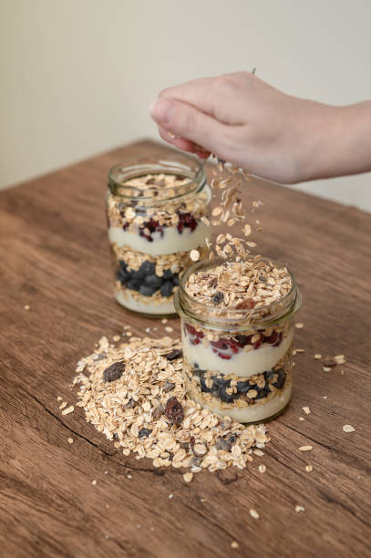 istock Evening oatmeal with natural yoghurt and fresh fruit prepared for breakfast 2162860120