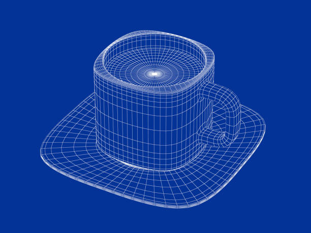 One Set of Glass Teacup Filled With Water and Plate isolated Over Glowing Orange Gradient Background. Horizontal image