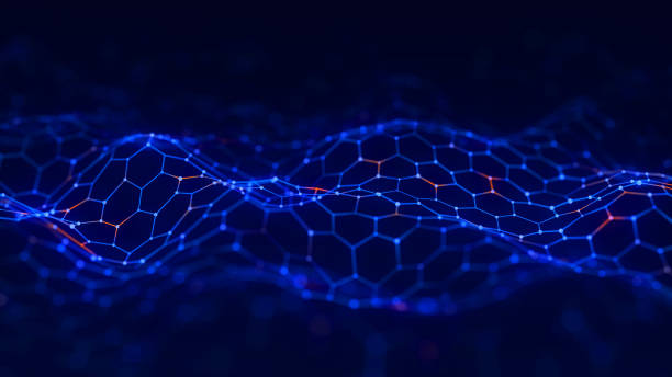 istock Digital dynamic cyber wave. Abstract futuristic hexagon background with dots and lines. Big data visualization. 3D rendering. 2162863873