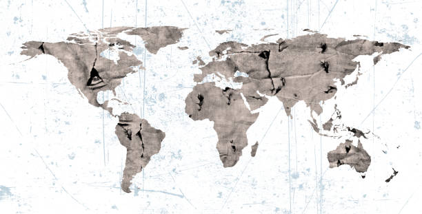 Conceptual dirty damaged world map
