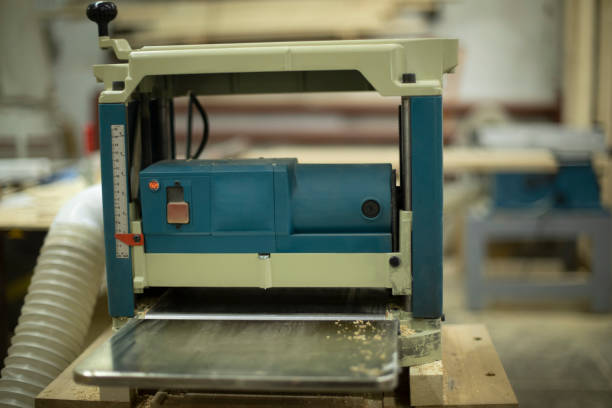 istock Board sawing machine. Joinery. Electrical equipment in garage. 2162867912