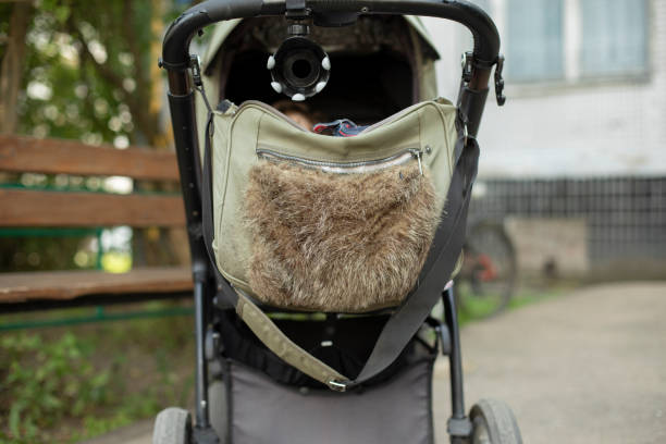 istock Perambulator. Luggage on a stroller. Means of transporting a child. 2162868194