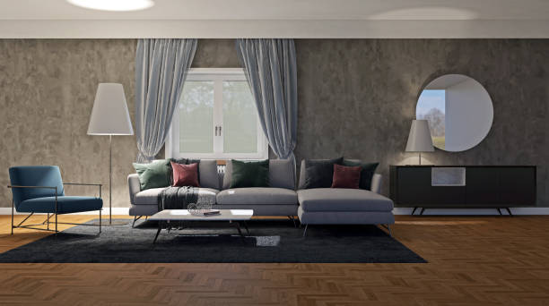 istock Large luxury modern bright interiors Living room mockup illustration 3D rendering image 2162868464