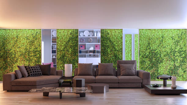 istock Large luxury modern bright interiors Living room mockup illustration 3D rendering image 2162868624