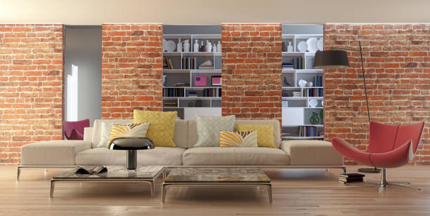 istock Large luxury modern bright interiors Living room mockup illustration 3D rendering image 2162868631