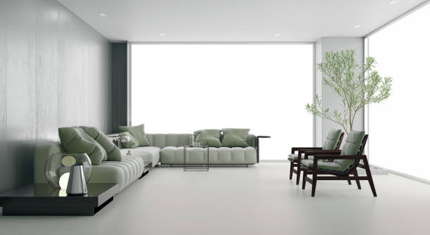 istock Large luxury modern bright interiors Living room mockup illustration 3D rendering image 2162868694