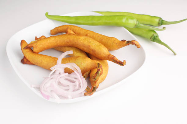 Stuffed Chilli Pakora or mirchi pakoda or mirchi vada, An extremely delicious and mouth watering snack of Pakistani Indian People