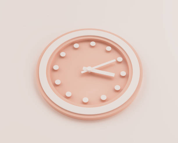 istock Minimalist Pastel Pink And White Rounded Wall Clock 3:10 Three Ten 15:10 Time 3D Illustration 2162870756