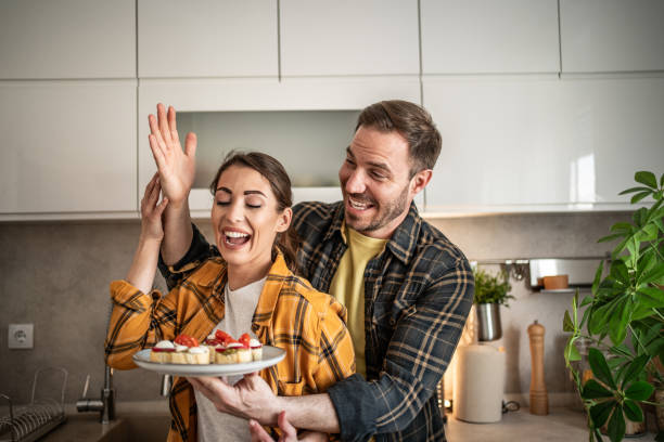 istock Surprise breakfast! Bruschetta for his girlfriend 2162871584