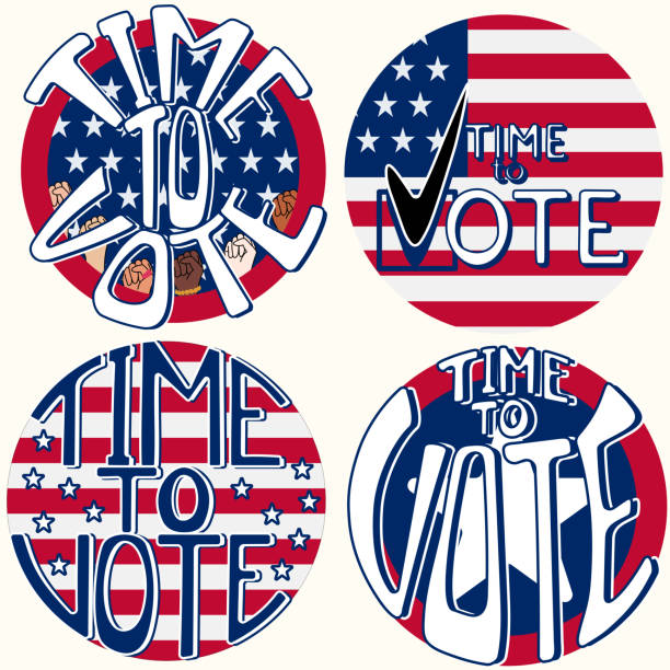 4 options for calling for voting in elections 4 options for calling for voting in elections in the colors of the US flag republican elephant logo stock illustrations
