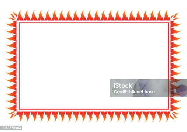 Red Frame Horizontal Red Horizontal Flame Frame Fiery Frame On White Background Stock ...