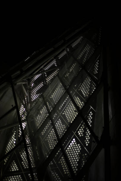 istock Building in the evening. Modern architecture. Steel beams in the structure. 2162878972