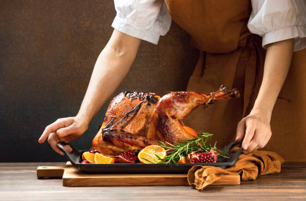 istock Ready to eat turkey prepared for festive rustic table 2162885450