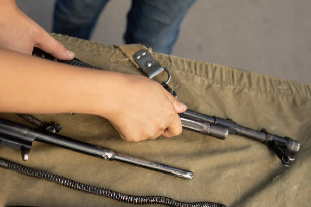 Military training. Assembly of automatic weapons. Military skills training. Soldier training.