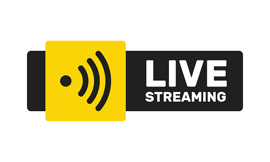 Yellow Streaming Service Live Streaming Black Yellow Banner With Wave Or Broadcast Point Symbol ...