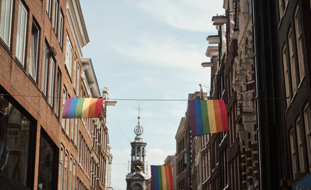 istock Iconic pride flags on Amsterdam street 2162897789