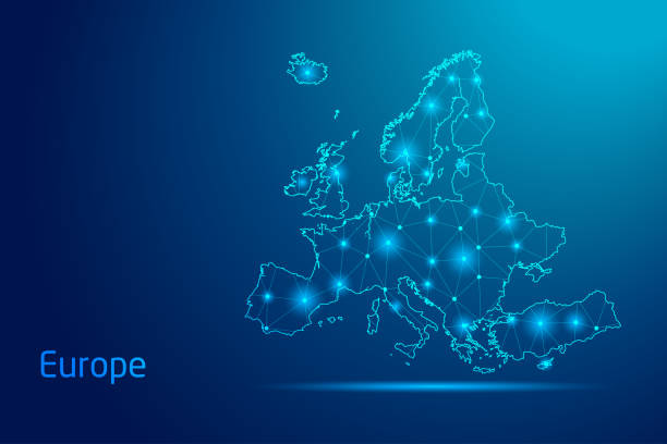 istock Europe map - concept of communication technology, graphic of low poly. 2162898337