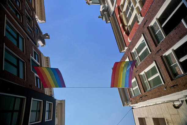 istock Iconic pride flags on Amsterdam street 2162898378