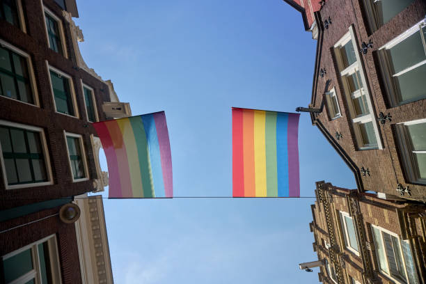 istock Iconic pride flags on Amsterdam street 2162898379