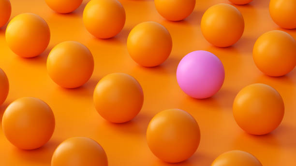 istock Pink Sphere Among Orange Cubes Symbolizing Individuality and Uniqueness. 3D rendering. 2162900337