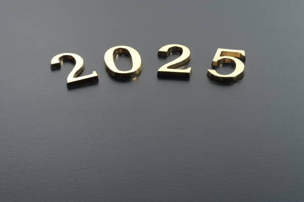 istock Happy New Year. Symbol from number 2025 on black background 2162901228