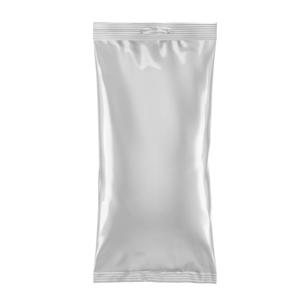 istock White grey silver foil blank bag package on white background aluminium bag Packaging sachet mockup  food branding packaging 3D rendering, 3D illustration 2162902977
