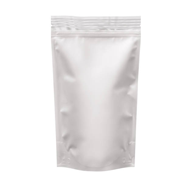 istock White grey silver foil blank bag package on white background aluminium bag Packaging sachet mockup  food branding packaging 3D rendering, 3D illustration 2162902994
