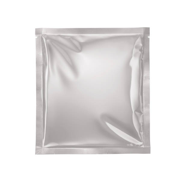 istock White grey silver foil blank bag package on white background aluminium bag Packaging sachet mockup  food branding packaging 3D rendering, 3D illustration 2162903011
