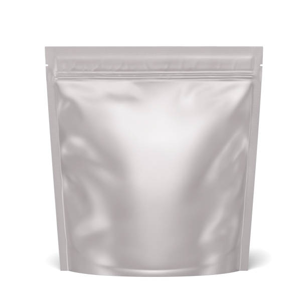 istock White grey silver foil blank bag package on white background aluminium bag Packaging sachet mockup  food branding packaging 3D rendering, 3D illustration 2162903038