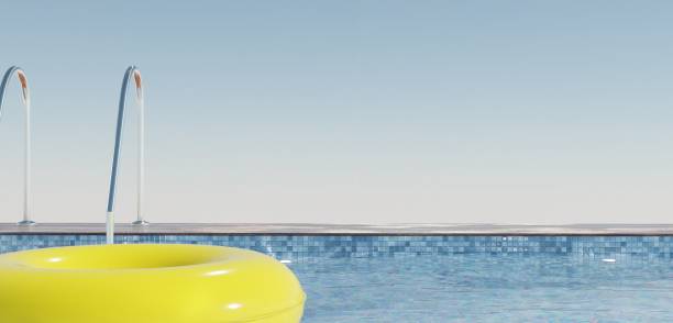 istock Swimming pool, pond, rubber ring, pool, 3D illustration 2162904742