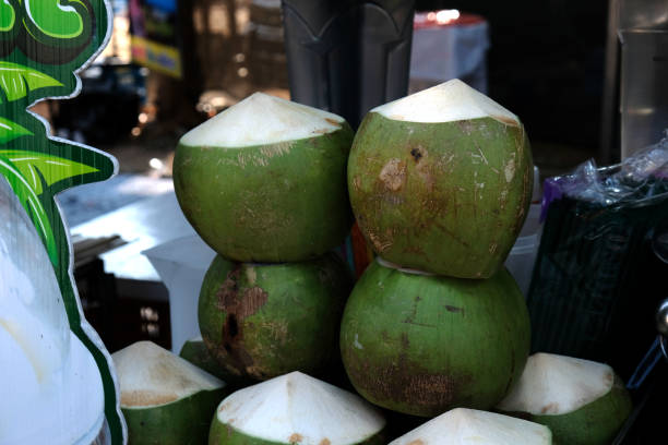 istock peeled coconuts on a counter at the market 2162905299