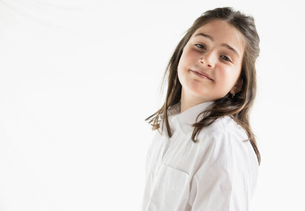 girl wearing first communion dress