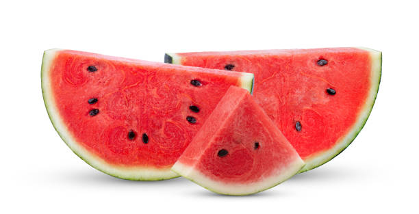 istock Sliced of watermelon isolated on white background 2162908342