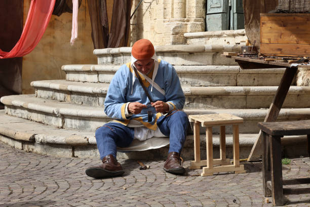Bevagna, Italy - June 29, 2024: The Umbrian fair, Mercato Delle Gaite, that takes place yearly in the typical village of Bevagna.