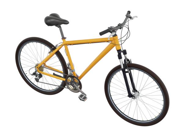 istock Orange bicycle, side top view isolated on white background, 3D illustration 2162916660