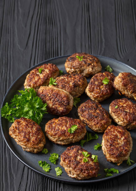 istock frikadeller, danish meatballs on a plate, top view 2162922079