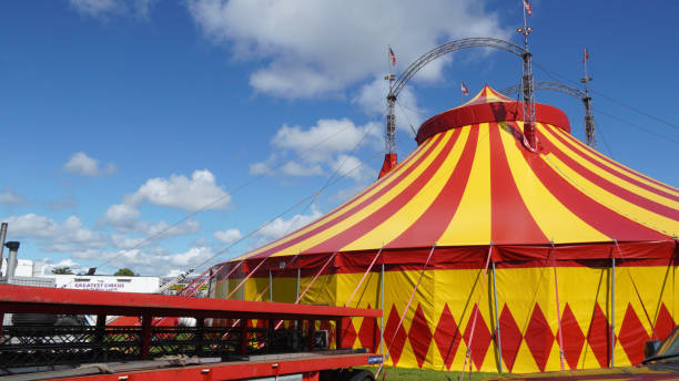 Canterbury, England, 28 May 2023: Circus Fun House fun attraction at British funfair in Canterbury England on 28 May 2023.