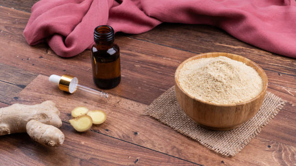 Homemade organic ginger and ginger oil.